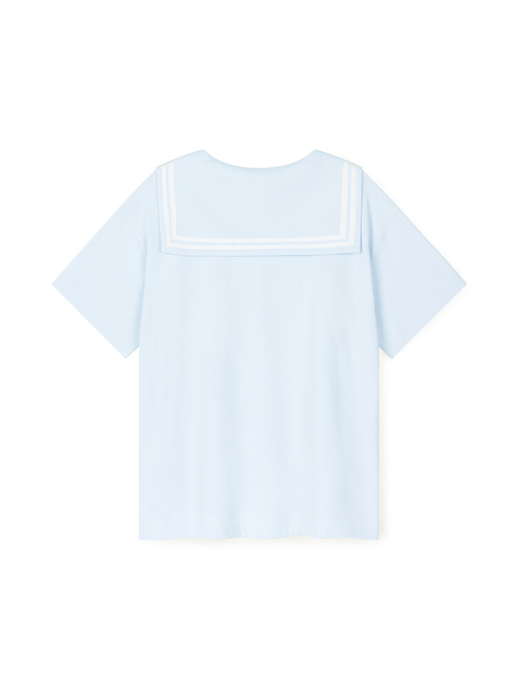 ★fa.er.ie★sailor collar mesh loose top(sky blue)韓国送料込 2차☆[fa.er.ie] sailor collar mesh loose top (sky blue)