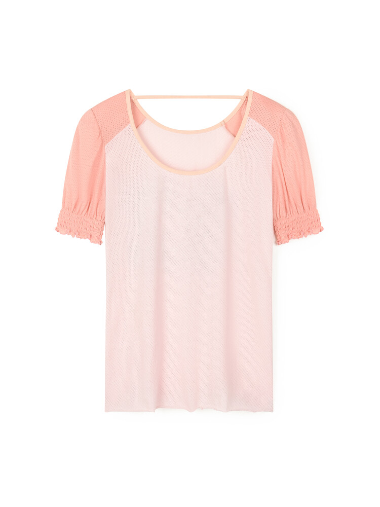 2차☆[fa.er.ie] pad shoulder raglan half top (pink)