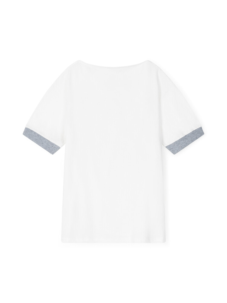 4차☆[fa.er.ie] cowl neck button t-shirt (ivory)