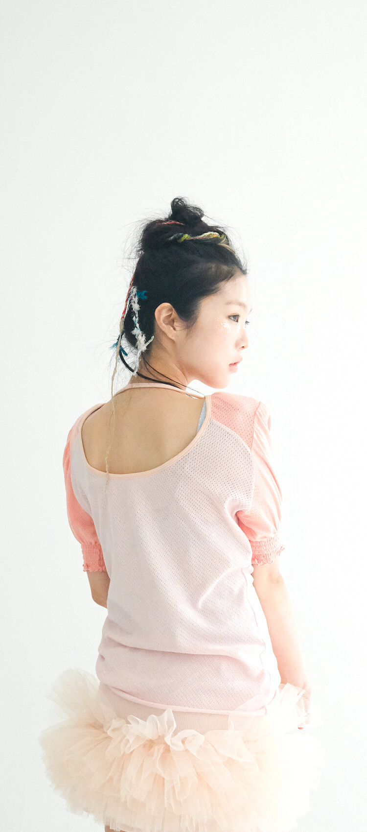 2차☆[fa.er.ie] pad shoulder raglan half top (pink)