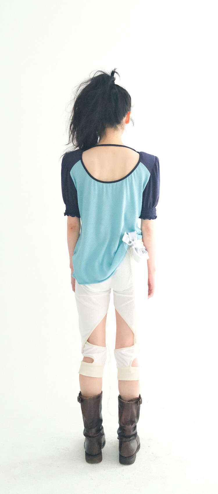 3차☆[fa.er.ie] pad shoulder raglan half top (turquoise)
