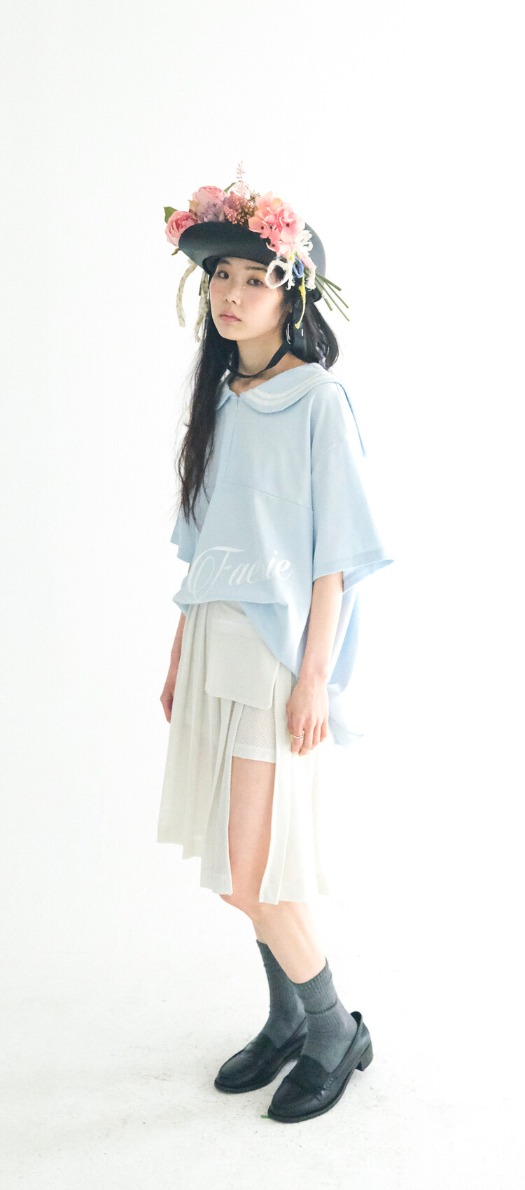 【fa.er.ie】mesh pocket pleats skirt pants fa.er.ie] mesh pocket pleats skirt pants (cream)