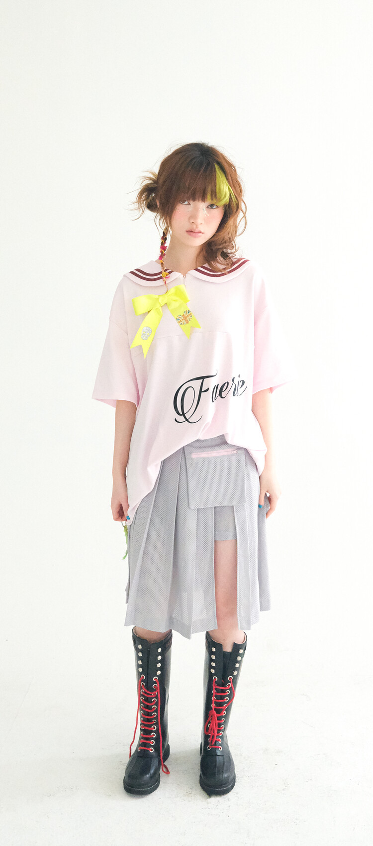 ★fa.er.ie★mesh pocket pleats skirt pants(grey)★韓国送料込 fa.er.ie] mesh pocket pleats skirt pants (grey)