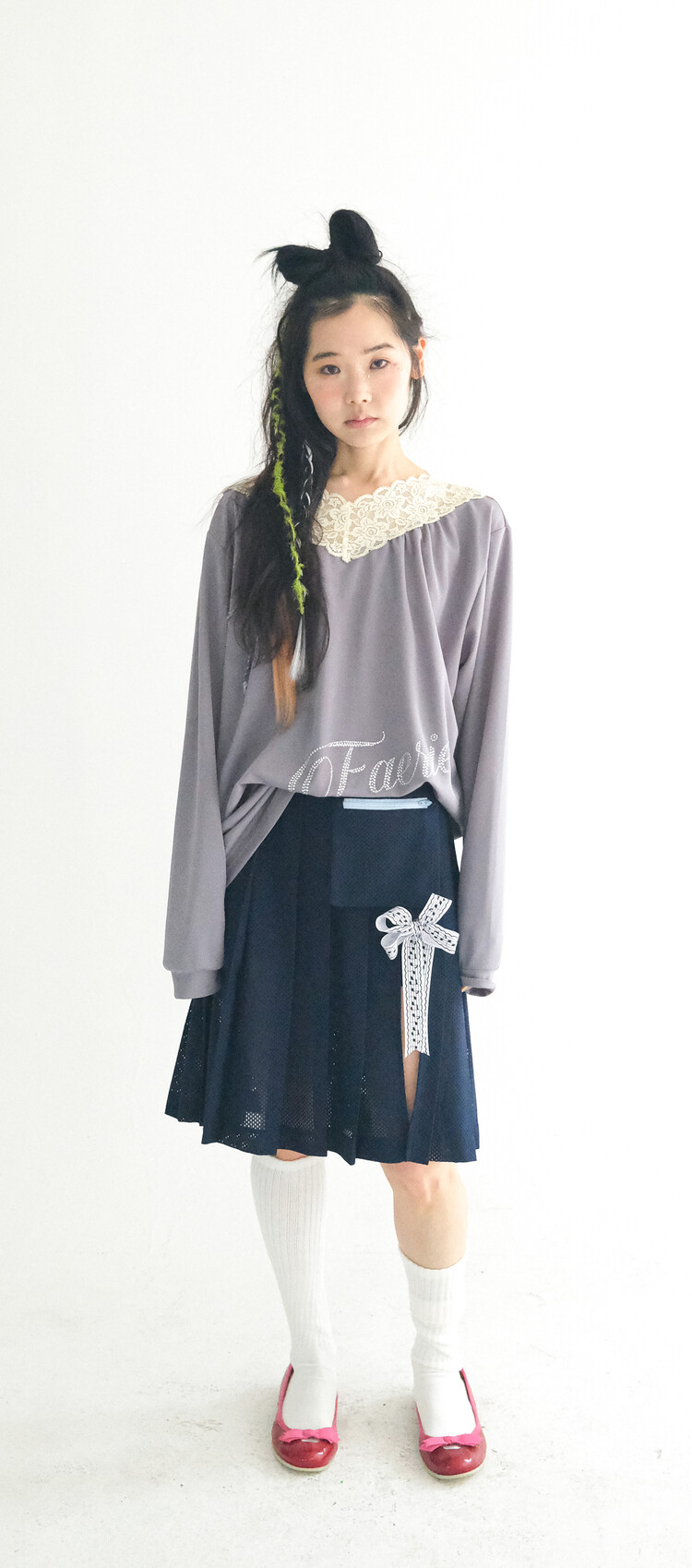 ★fa.er.ie★mesh pocket pleats skirt pants(navy)★韓国送料込 fa.er.ie] mesh pocket pleats skirt pants (navy)