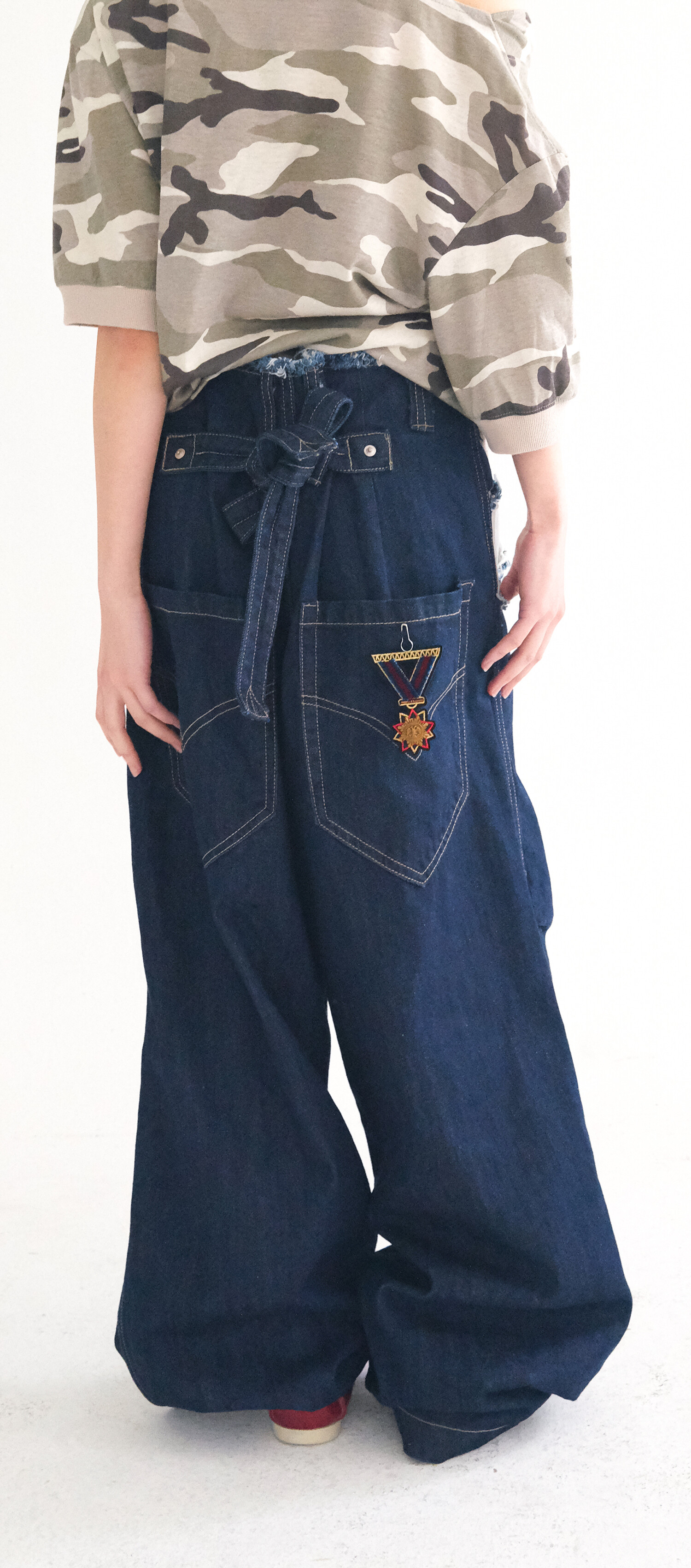 2차☆[fa.er.ie] cut-off denim maxi pants (blue)