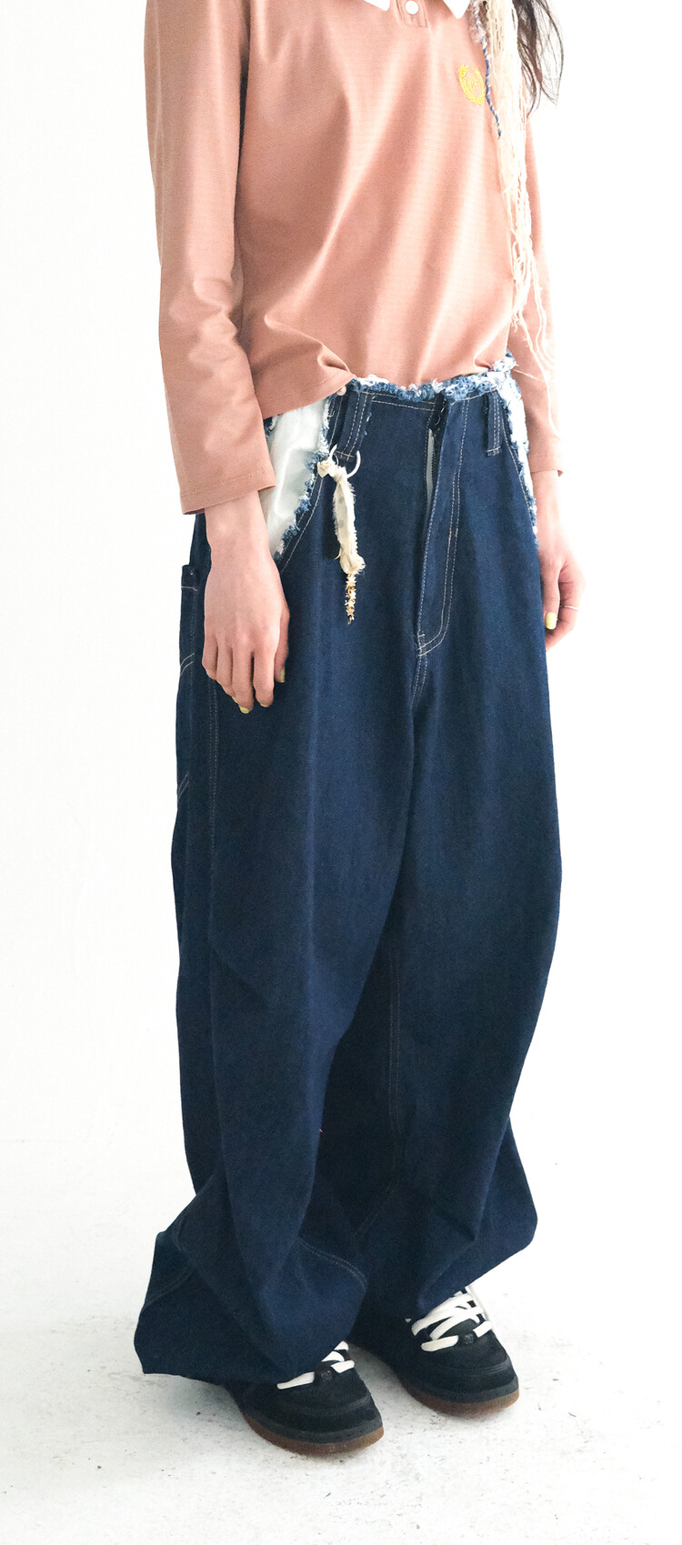 ★fa.er.ie★cut-off denim maxi pants (blue)★韓国送料込 fa.er.ie] cut-off denim maxi pants (blue)