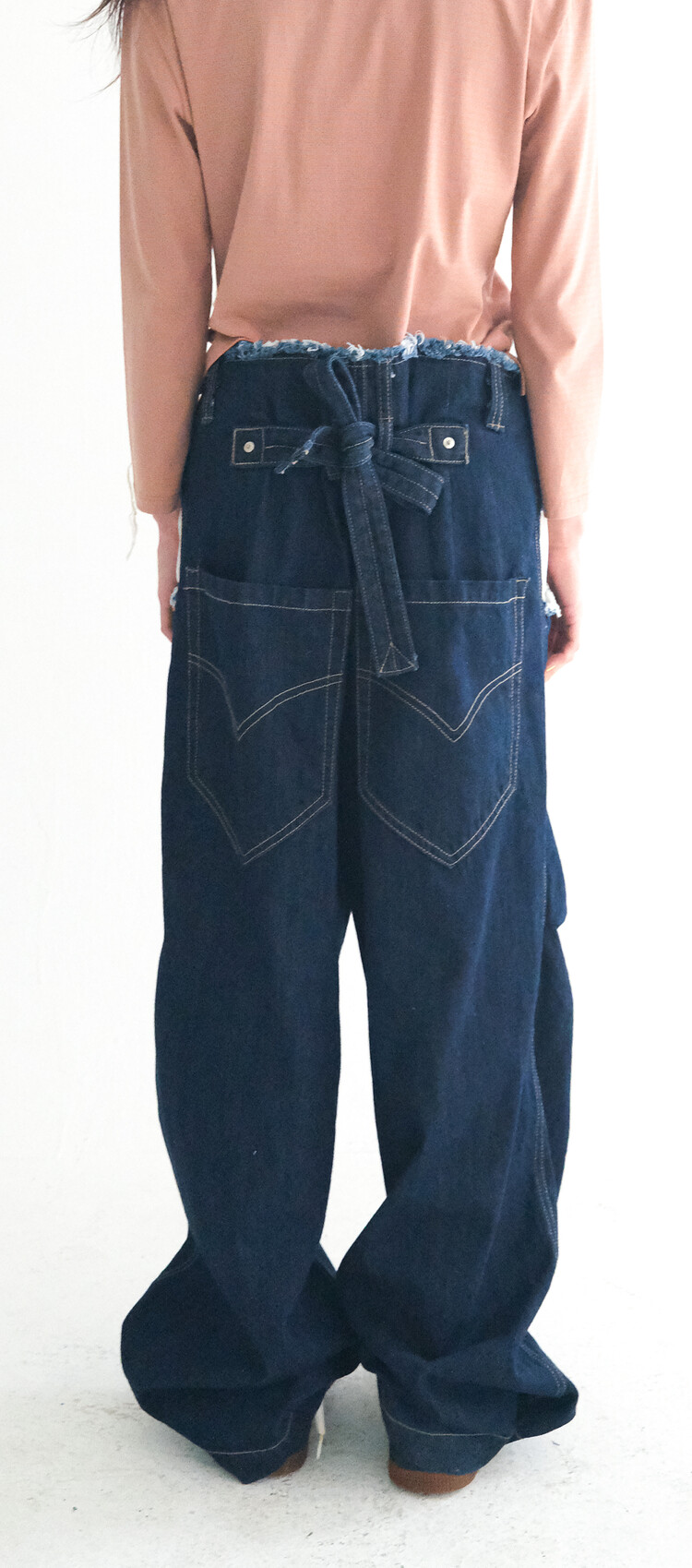 2차☆[fa.er.ie] cut-off denim maxi pants (blue)