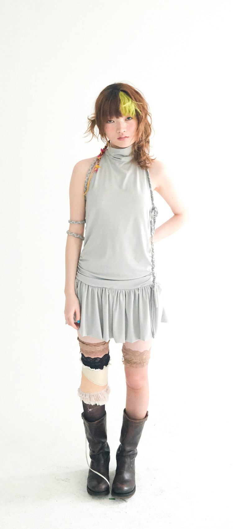 【fa.er.ie】halter neck jersey shirring dress ♥2color 2차☆[fa.er.ie] halter neck jersey shirring dress (light grey)
