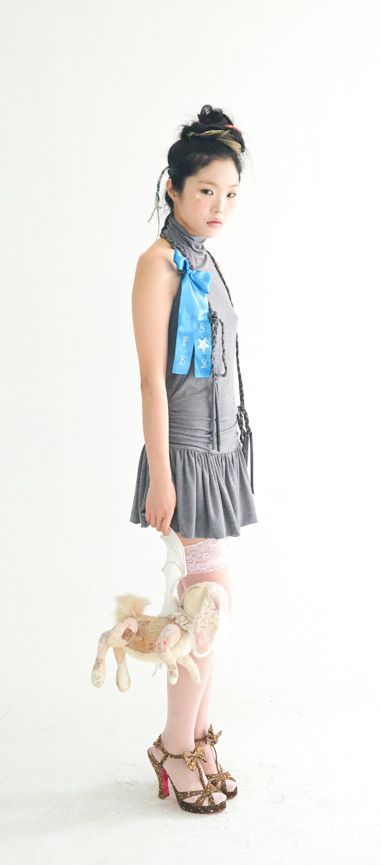 fa.er.ie] halter neck jersey shirring dress (dark grey)