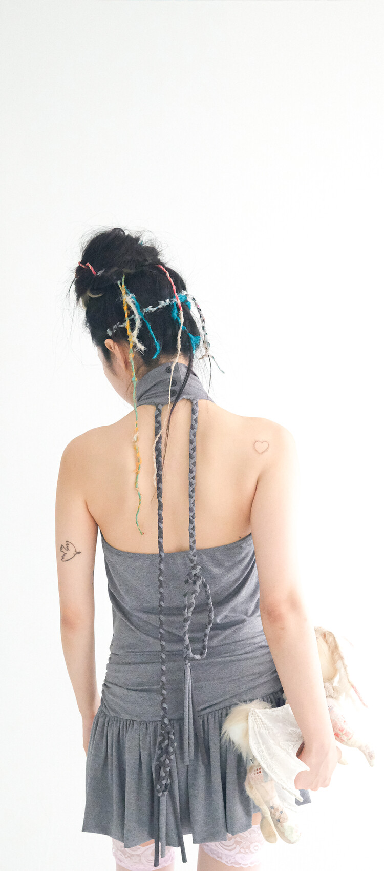 【fa.er.ie】halter neck jersey shirring dress ♥2color 2차☆[fa.er.ie] halter neck jersey shirring dress (light grey)