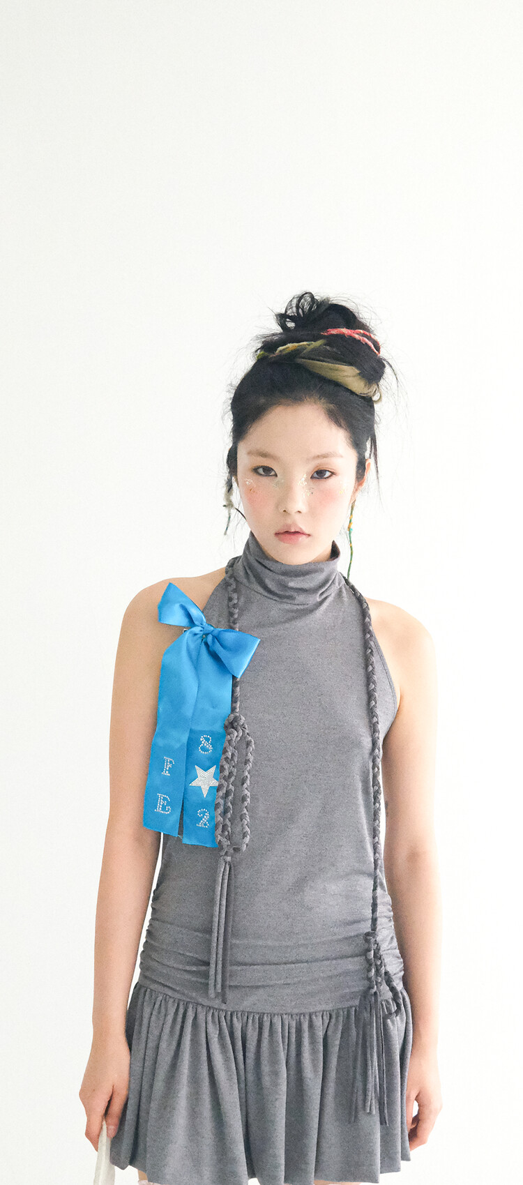 fa.er.ie] halter neck jersey shirring dress (dark grey)