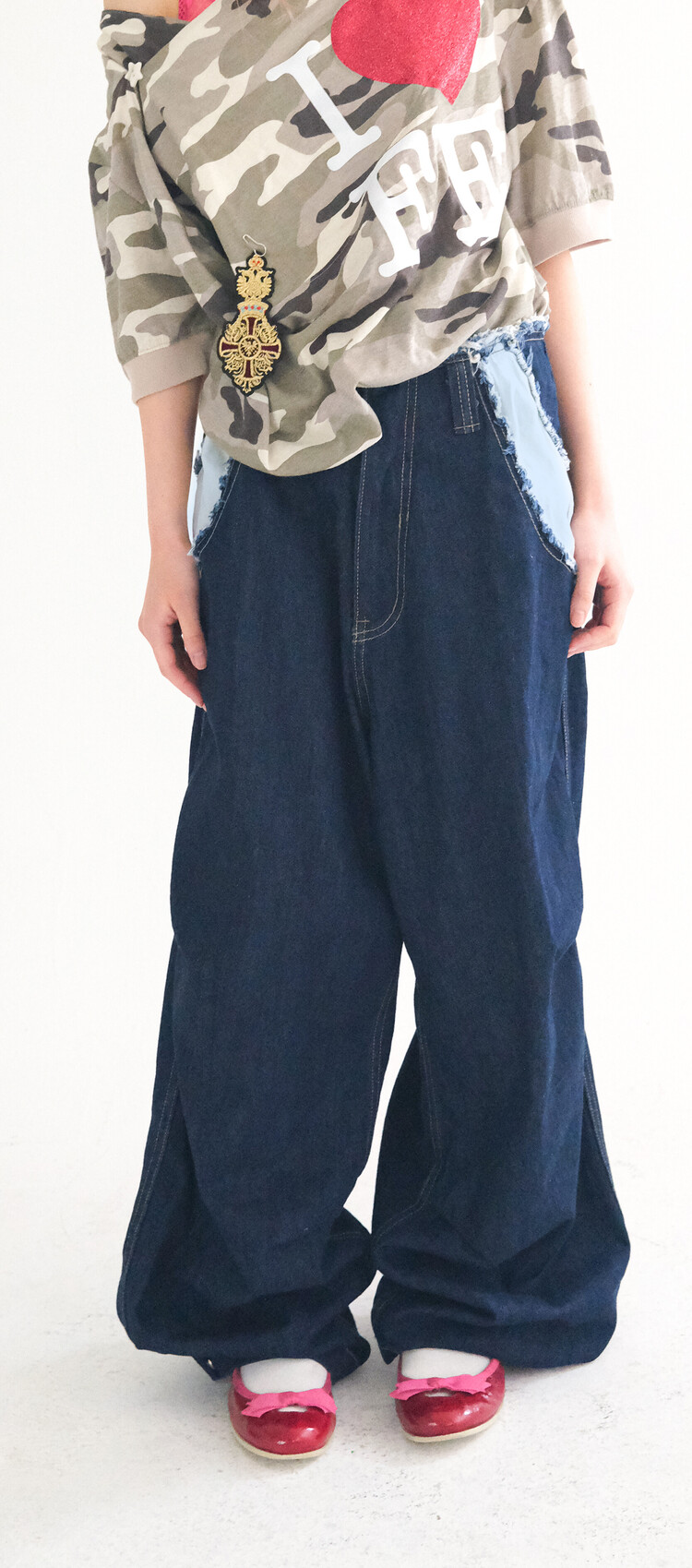 2차☆[fa.er.ie] cut-off denim maxi pants (blue)