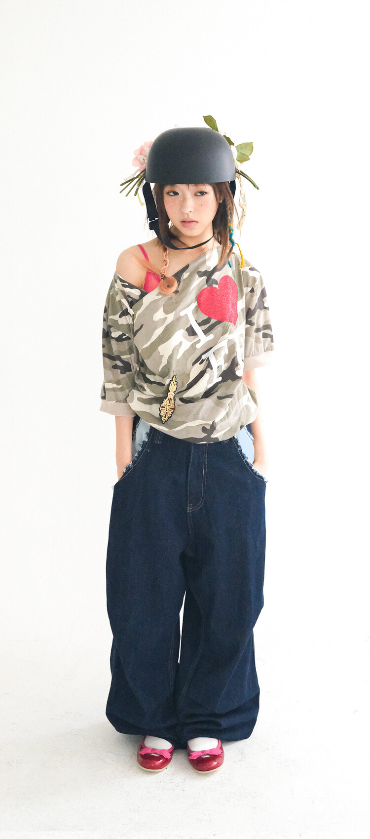 2차☆[fa.er.ie] cut-off denim maxi pants (blue)