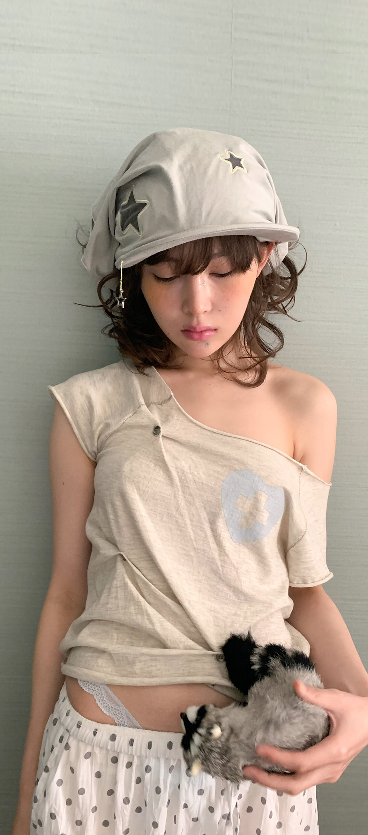 【fa.er.ie】button up zodiac half T-shirt F.E.E.S] button up zodiac half T-shirt (oatmeal)