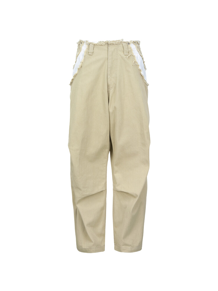6차☆[fa.er.ie] cut-off cotton maxi pants (sand beige)