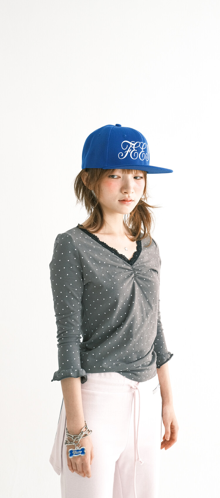 5차☆[F.E.E.S] mini heart lace top (charcoal)