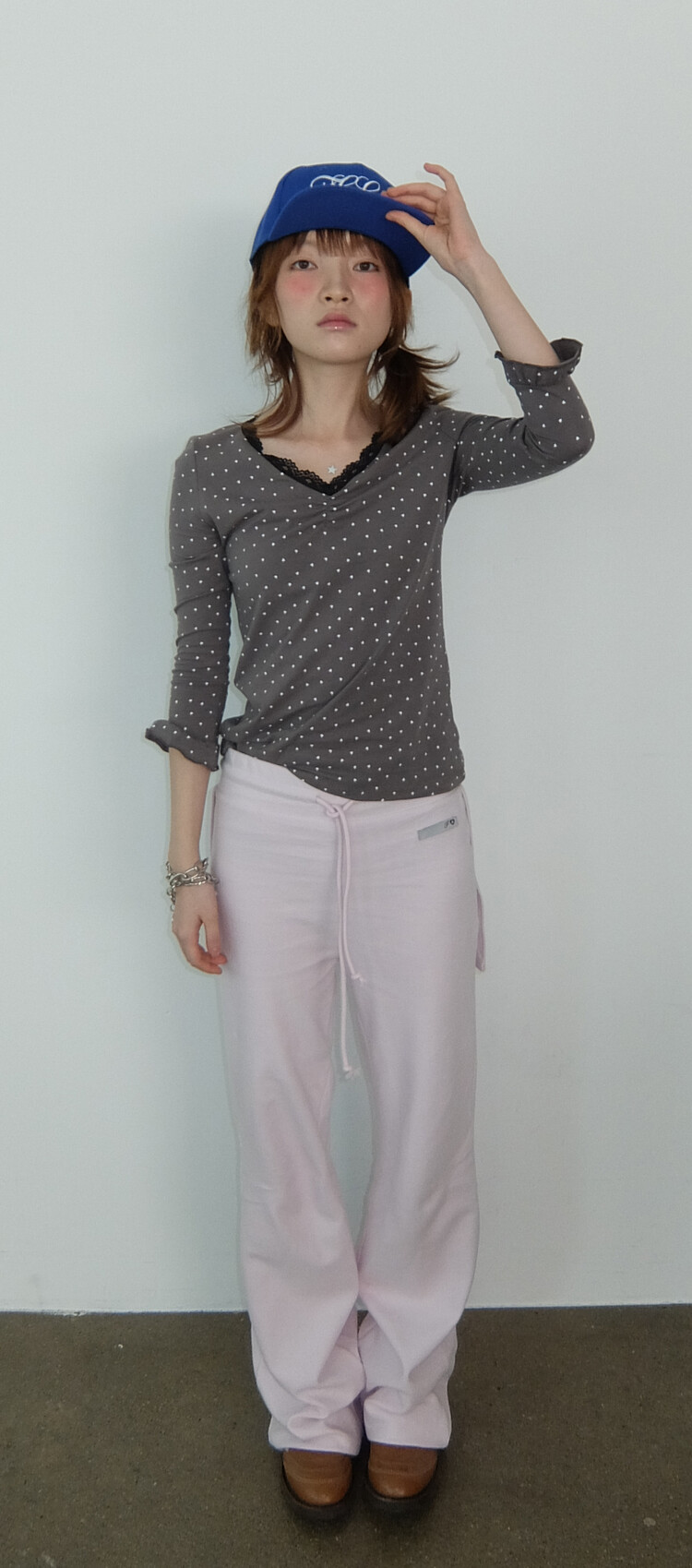 5차☆[F.E.E.S] mini heart lace top (charcoal)