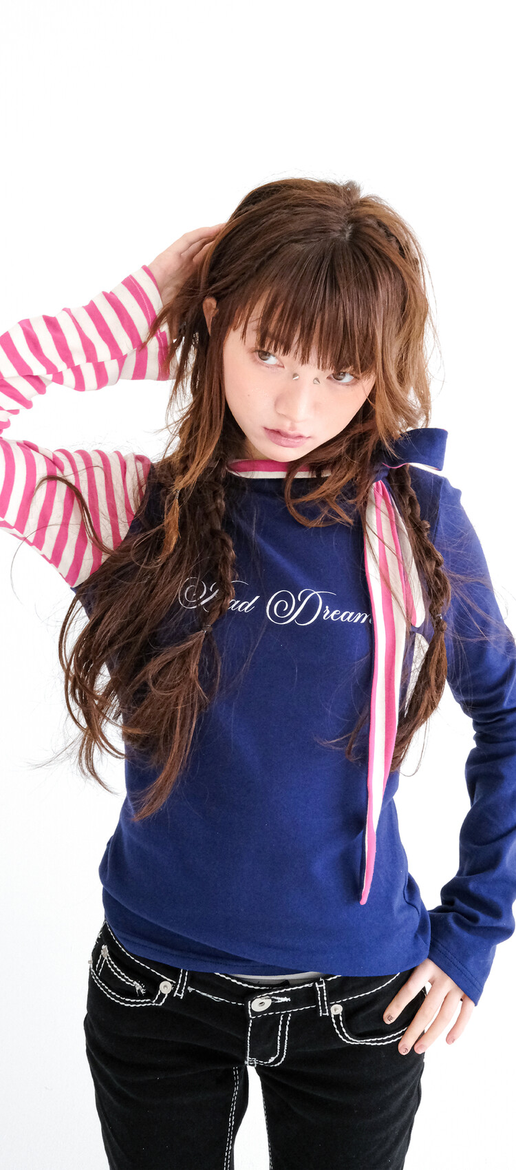 fa.er.ie] petit scarf stripe turtleneck (navy)