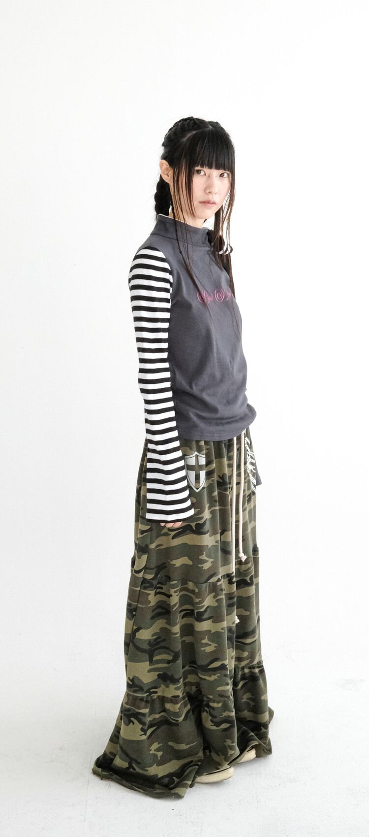 fa.er.ie] petit scarf stripe turtleneck (charcoal)