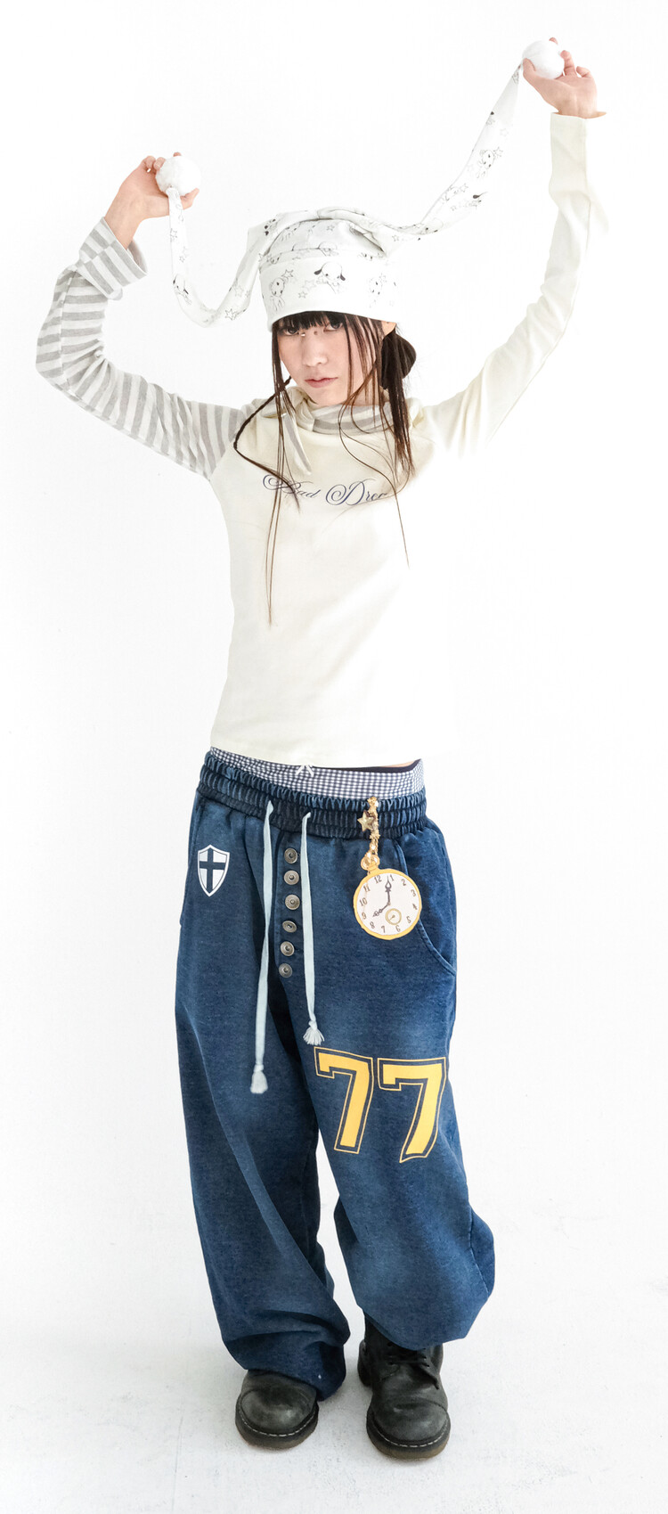 4차☆[fa.er.ie] petit scarf stripe turtleneck (ivory)