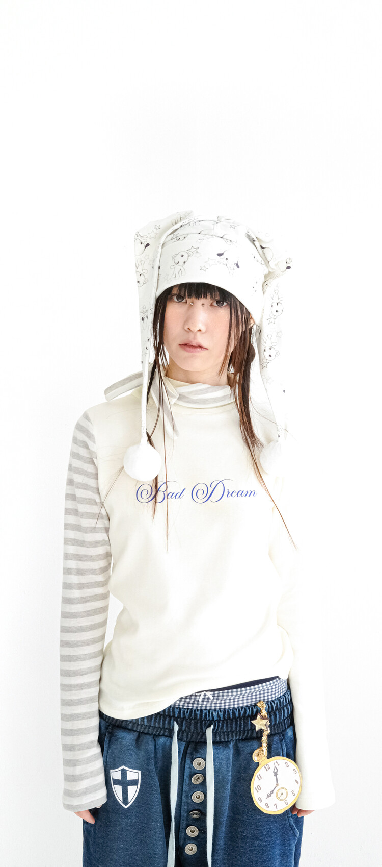 4차☆[fa.er.ie] petit scarf stripe turtleneck (ivory)