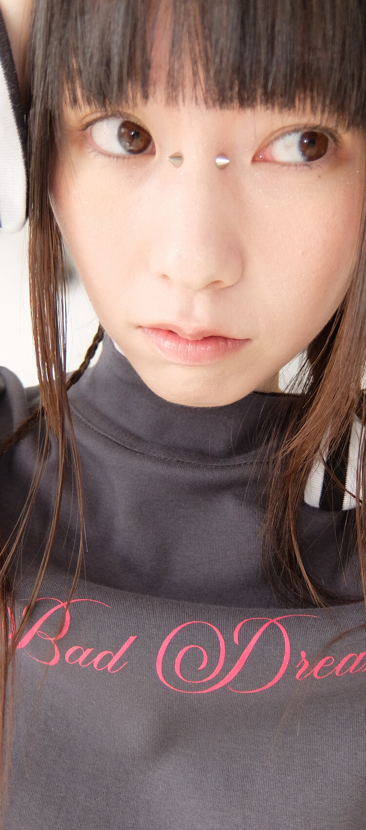 2차☆[fa.er.ie] petit scarf stripe turtleneck (charcoal)