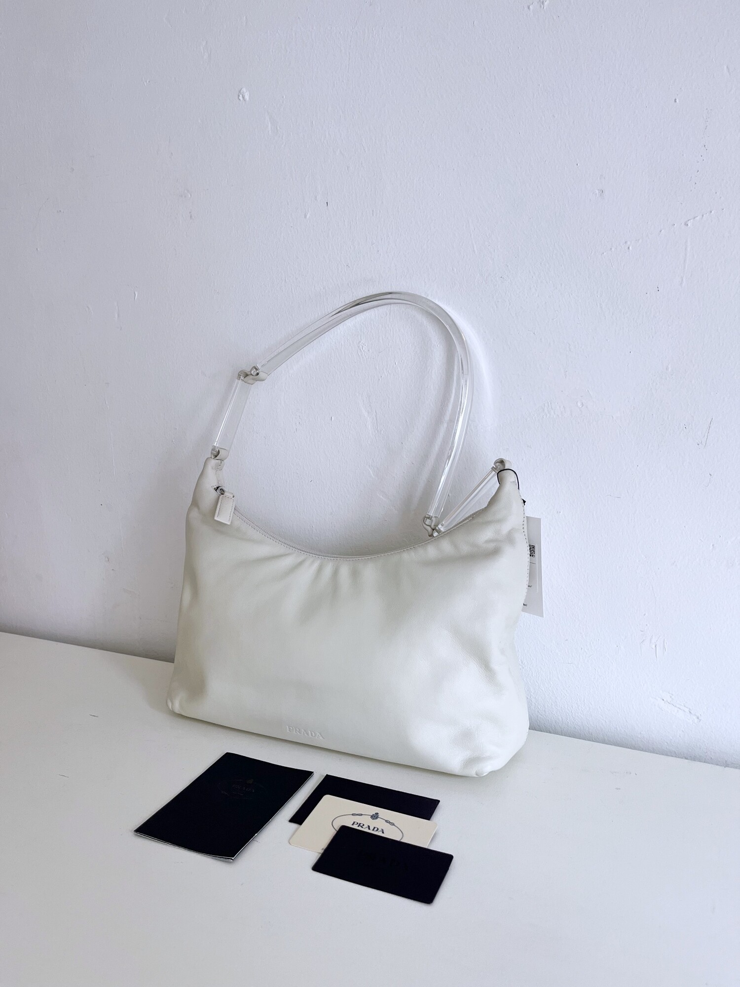 PRADA Plastic Handle Leather Shoulder Bag