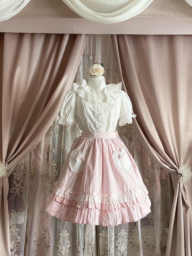 Angelic Pretty Heart胸あて付SK KC ドットアカ 【限定製作