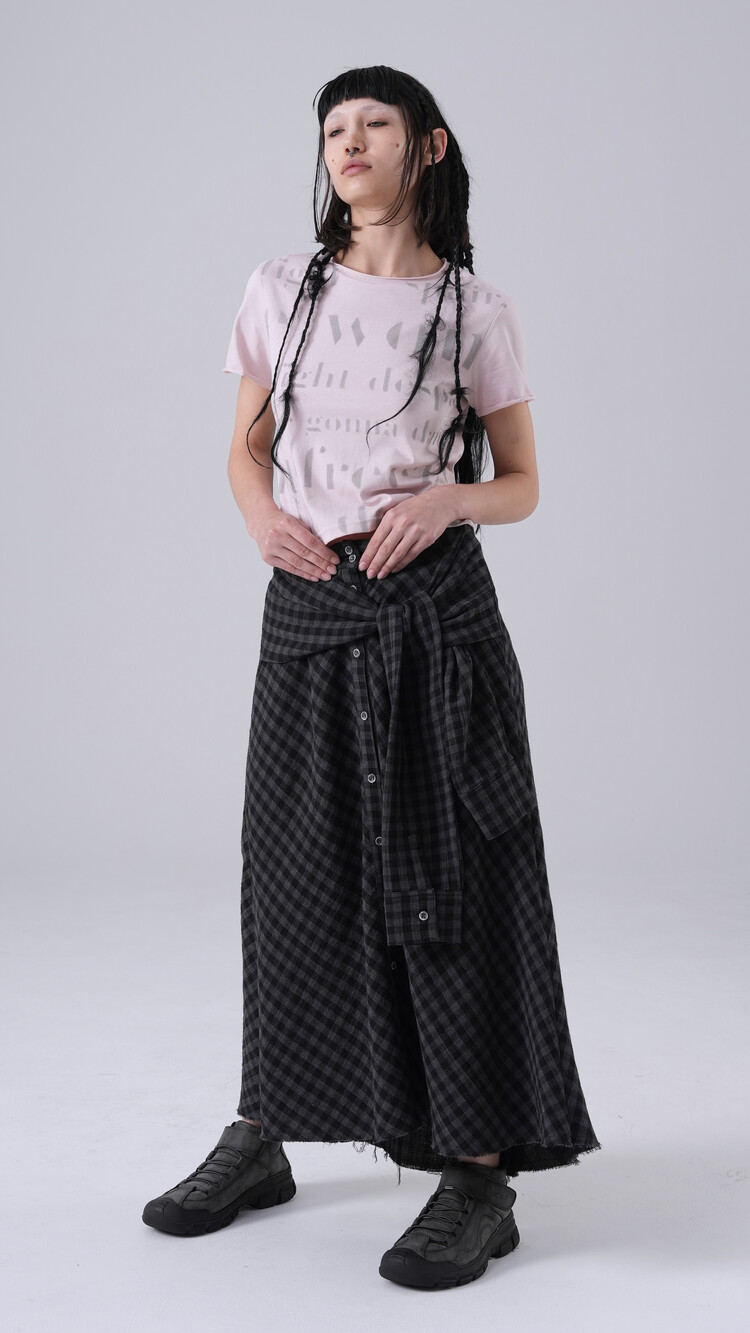 Check shirt skirt_charcoal