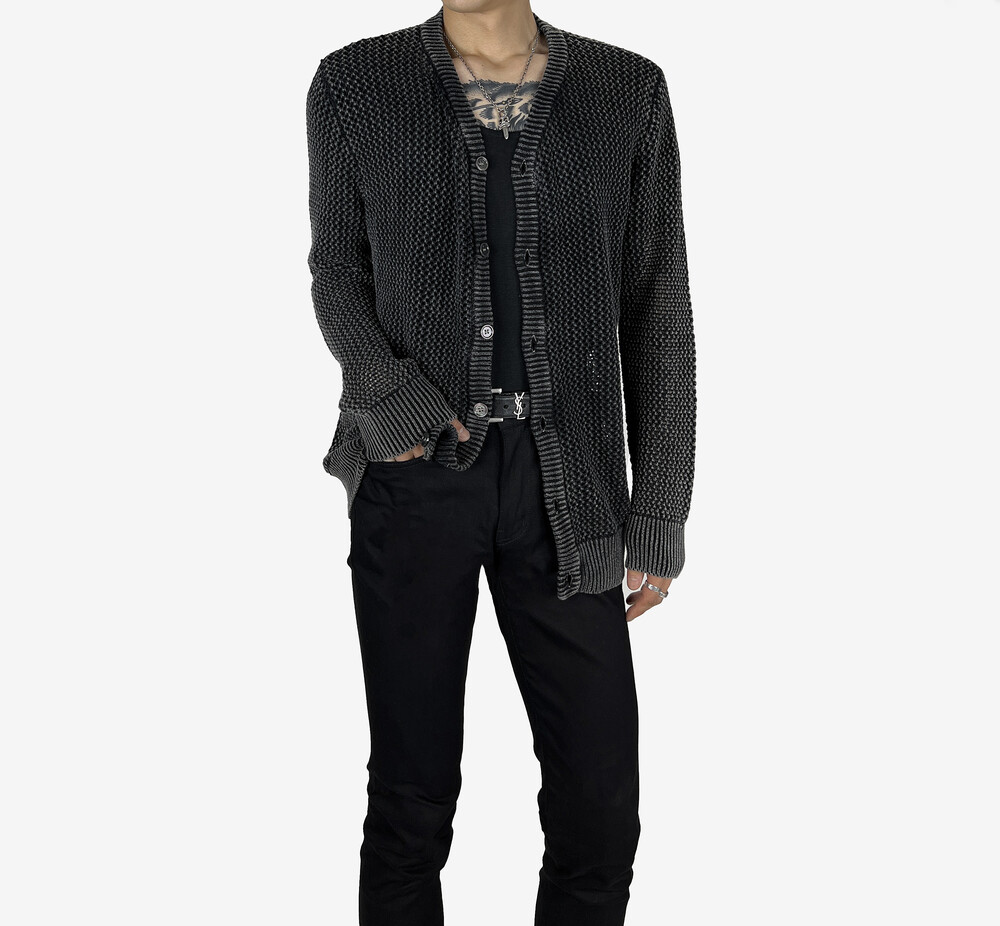 slim Vintage washing net cardigan