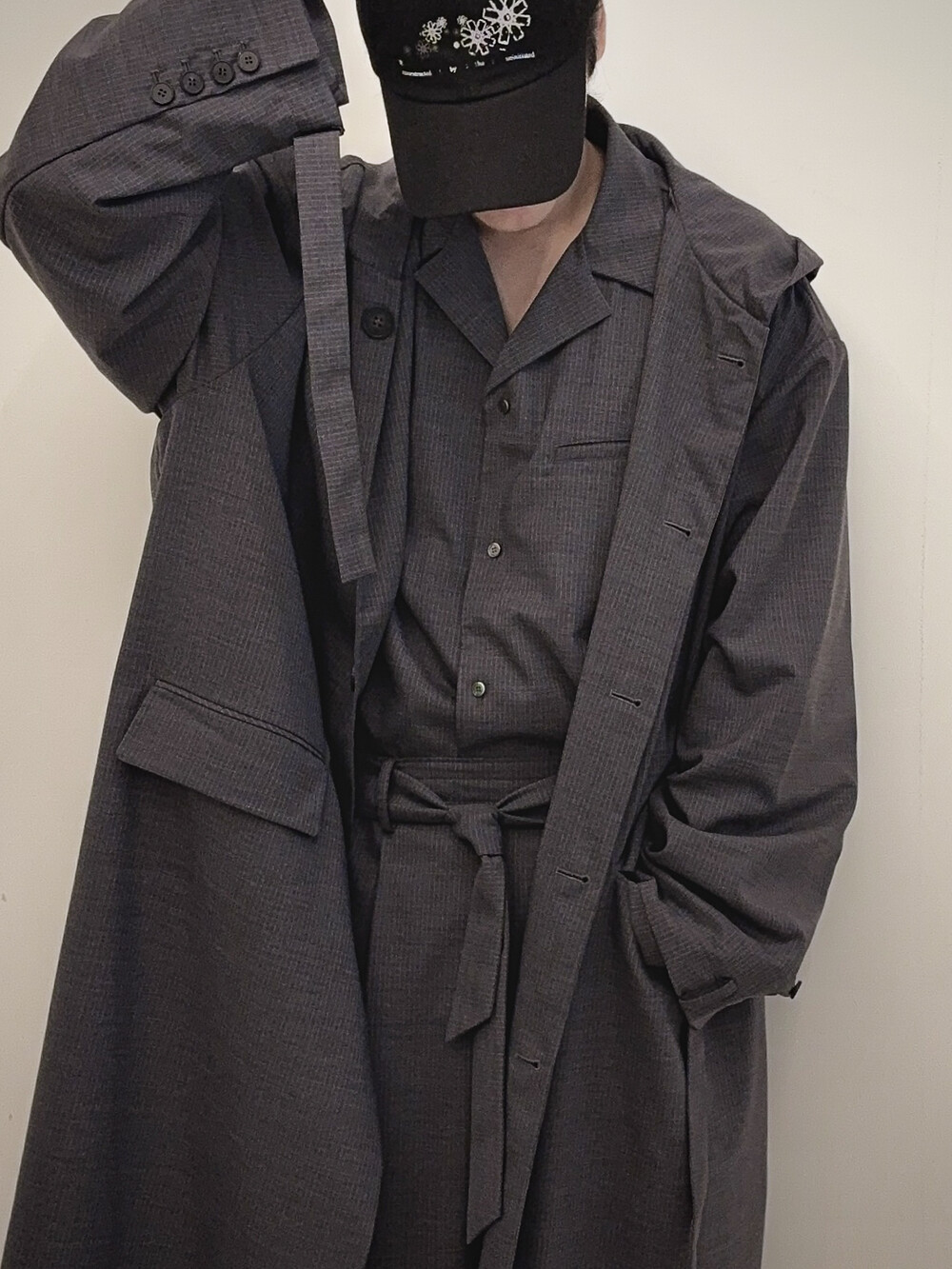 Loop hooded coat in gray