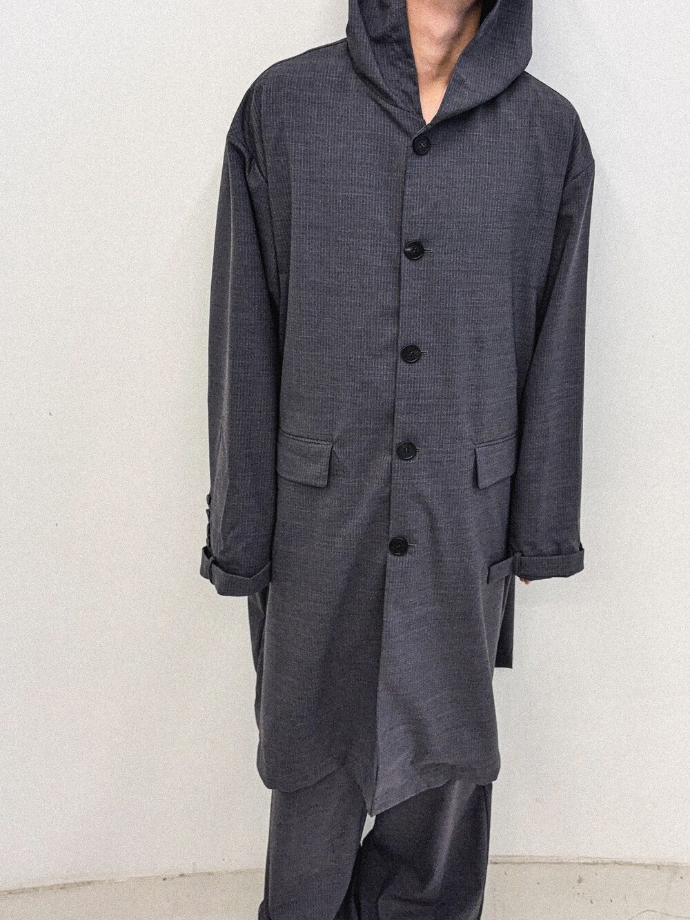 Loop hooded coat in gray