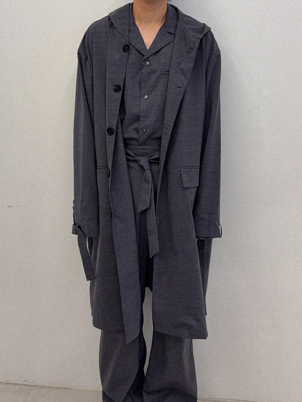 Loop hooded coat in gray