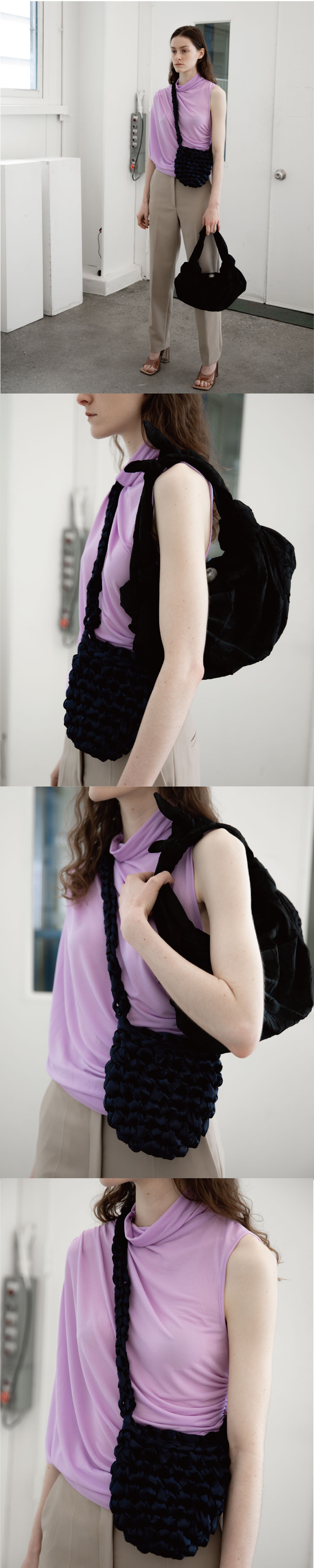 CROSS SHINE KNIT BAG (NAVY)