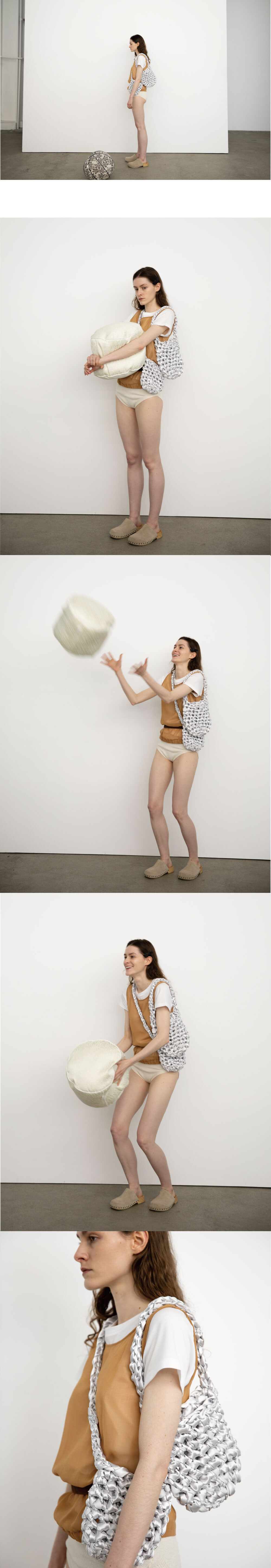 CROSS SHINE KNIT BAG (PURE SILVER)