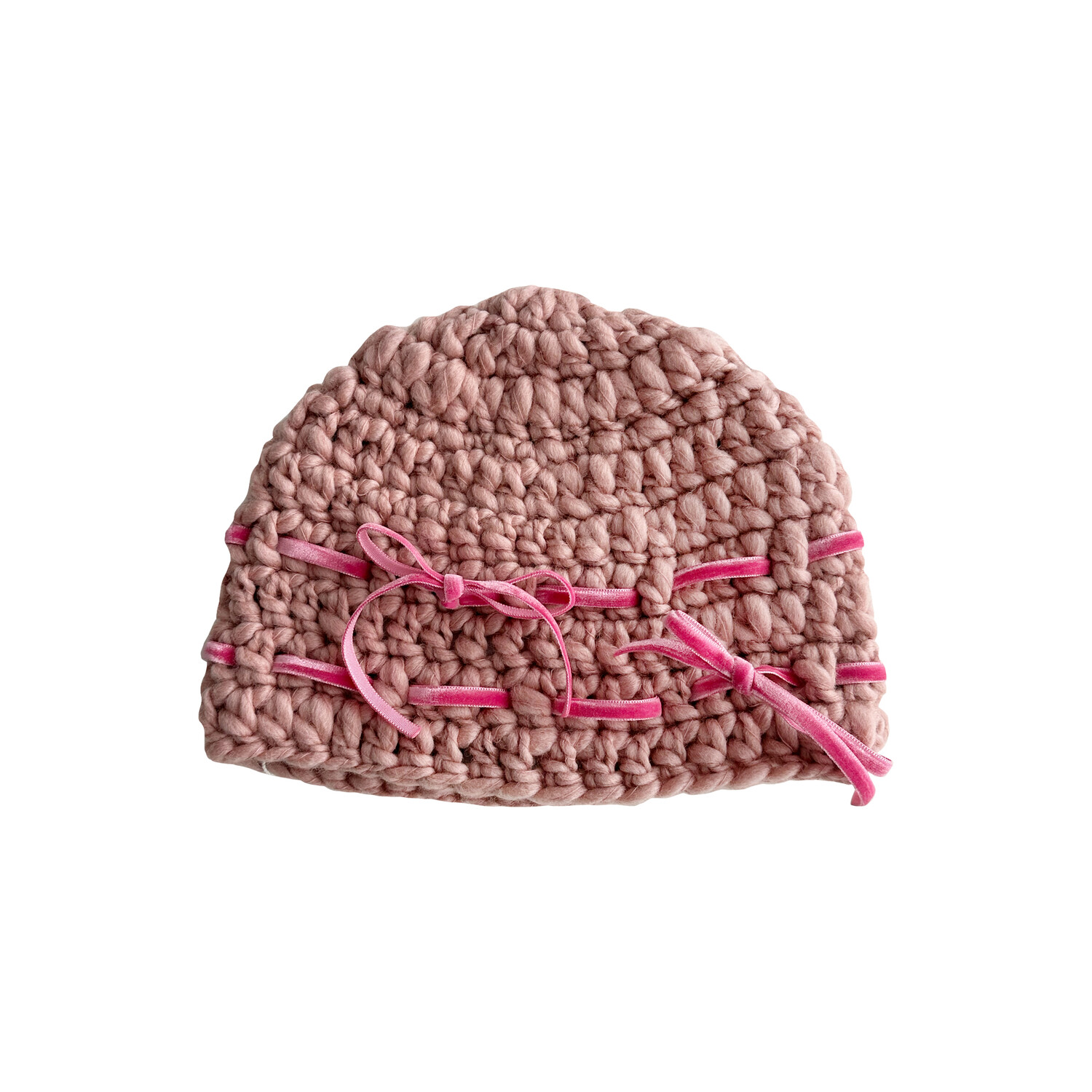 Short Ribbon beanie pink