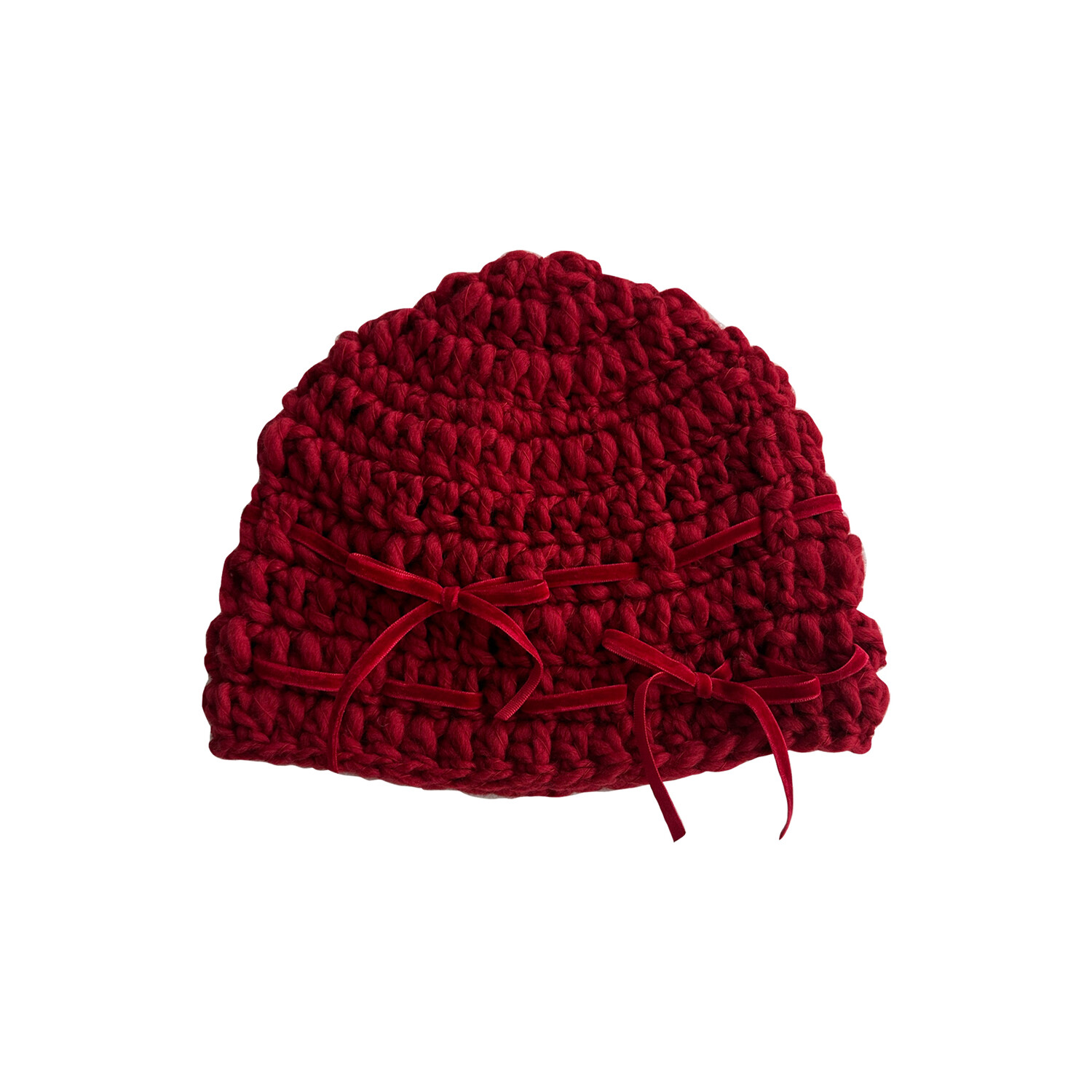 CROCHEANT Short Ribbon Beanie Short Ribbon beanie red