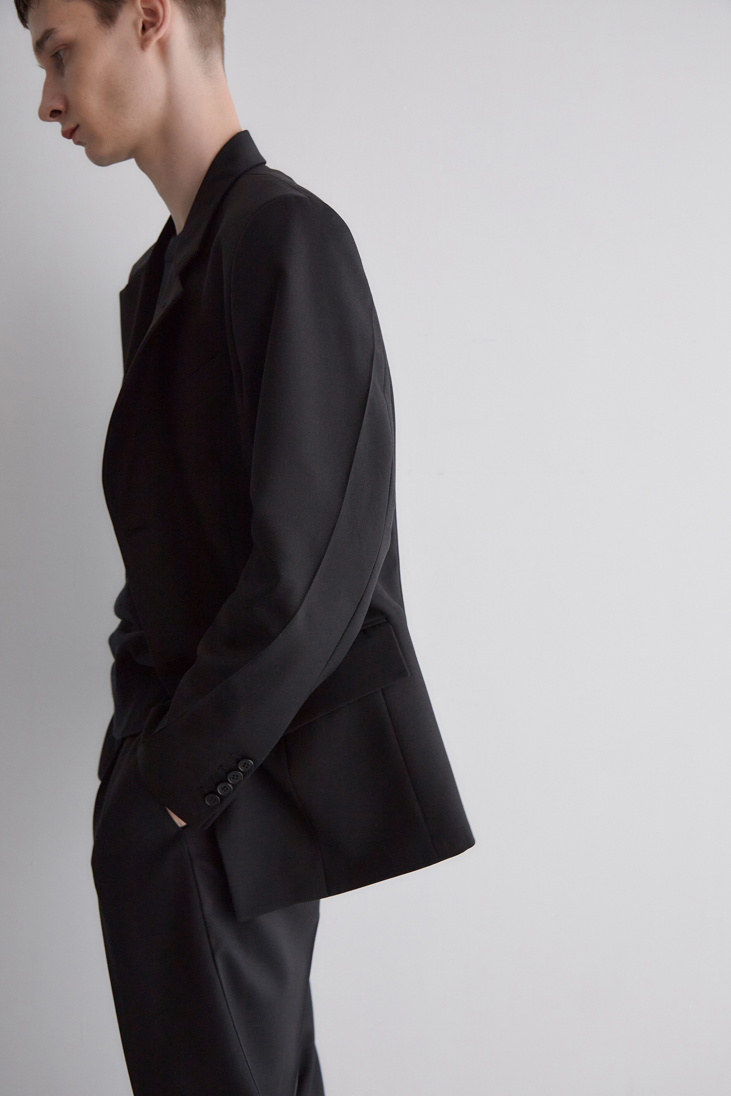 SLASHED WOOL JACKET - BLACK