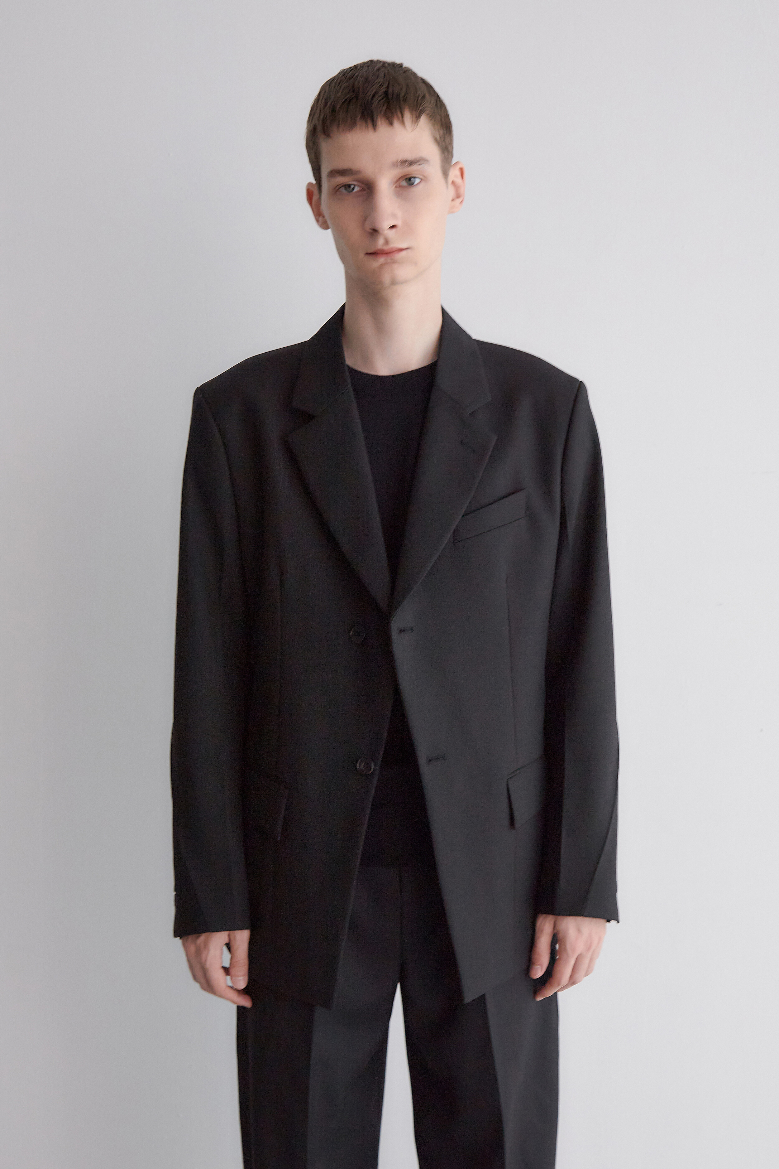 SLASHED WOOL JACKET - BLACK