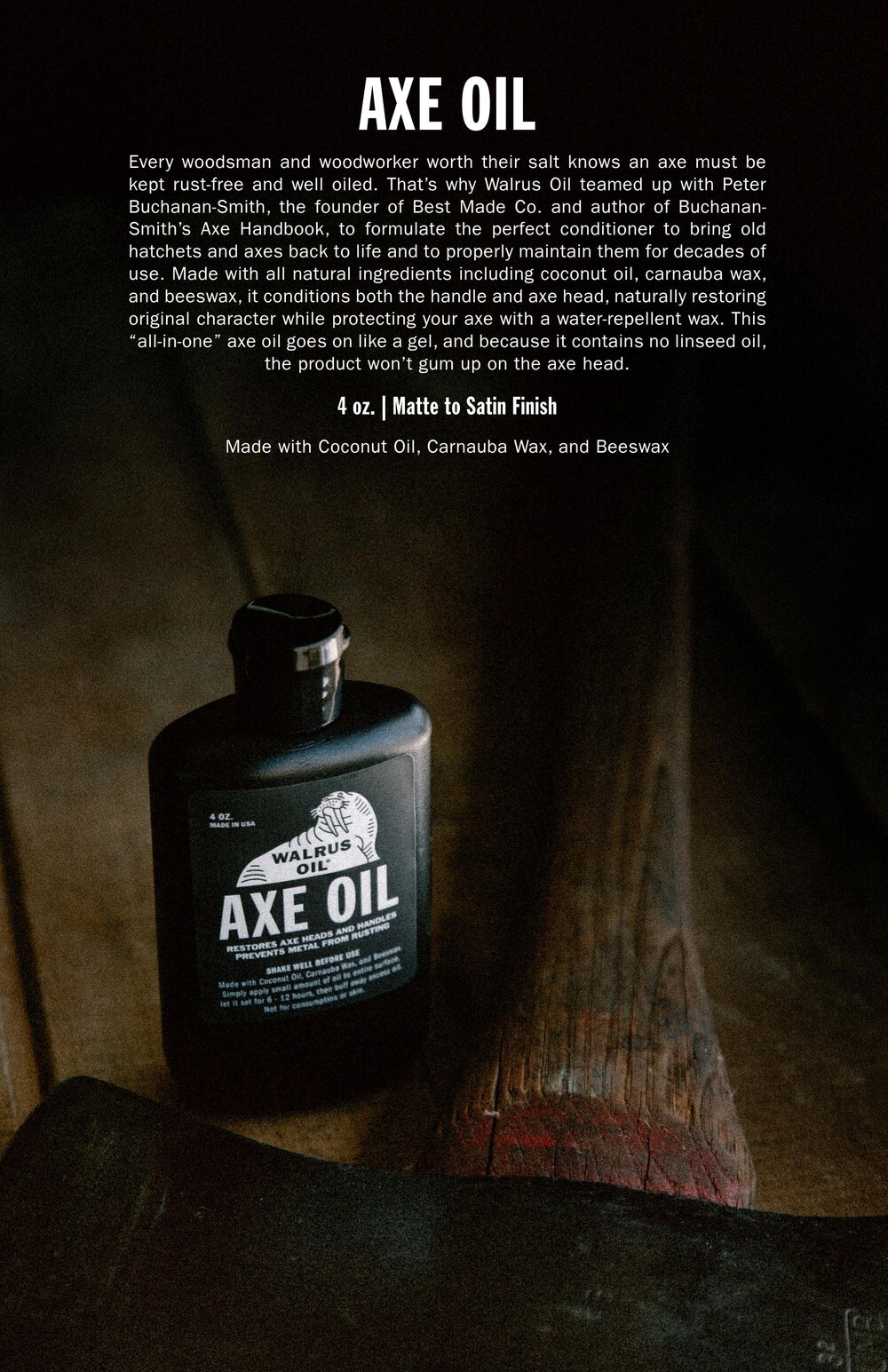 월러스 도끼 수공구 관리용 오일 (AXE Oil)