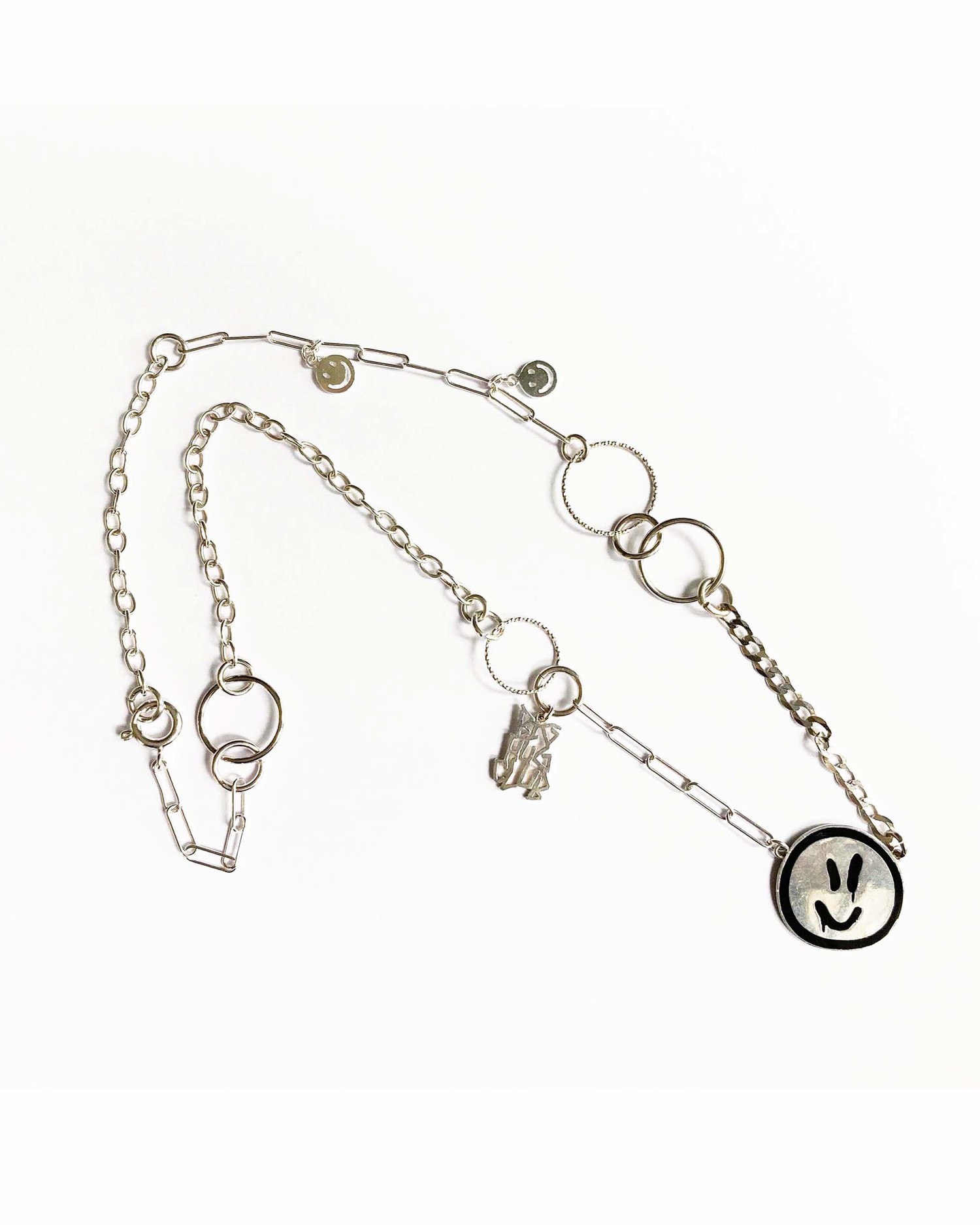 【bighugclub】SMILEY necklace BLINGFACTORY Hip Hop Iced Emoji Smile Face Pendant & 4mm 24