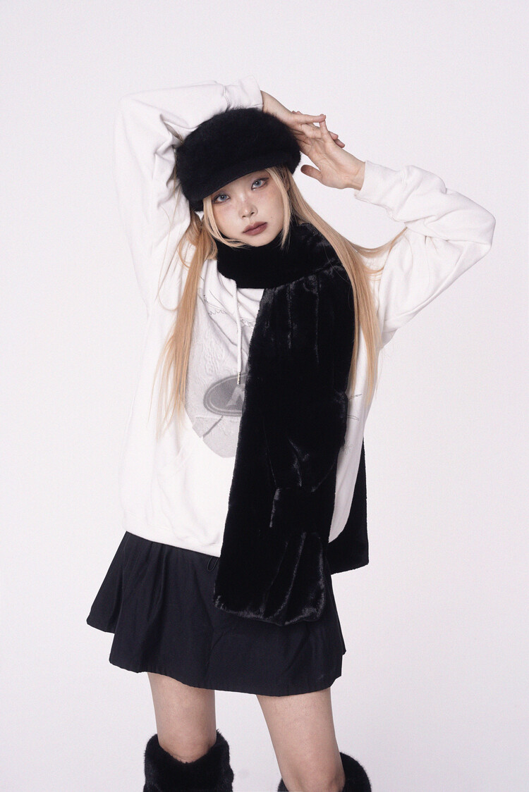 last] [2nd] Ribbon Muffler_Fur black