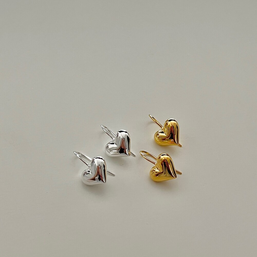 925 silver heart hook earring