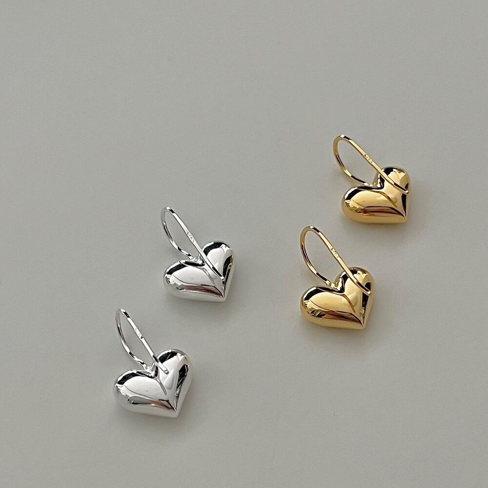 925 silver heart hook earring