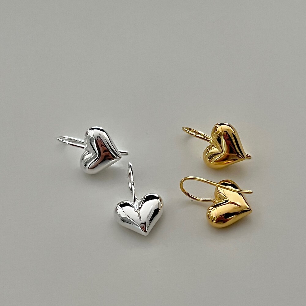 925 silver heart hook earring