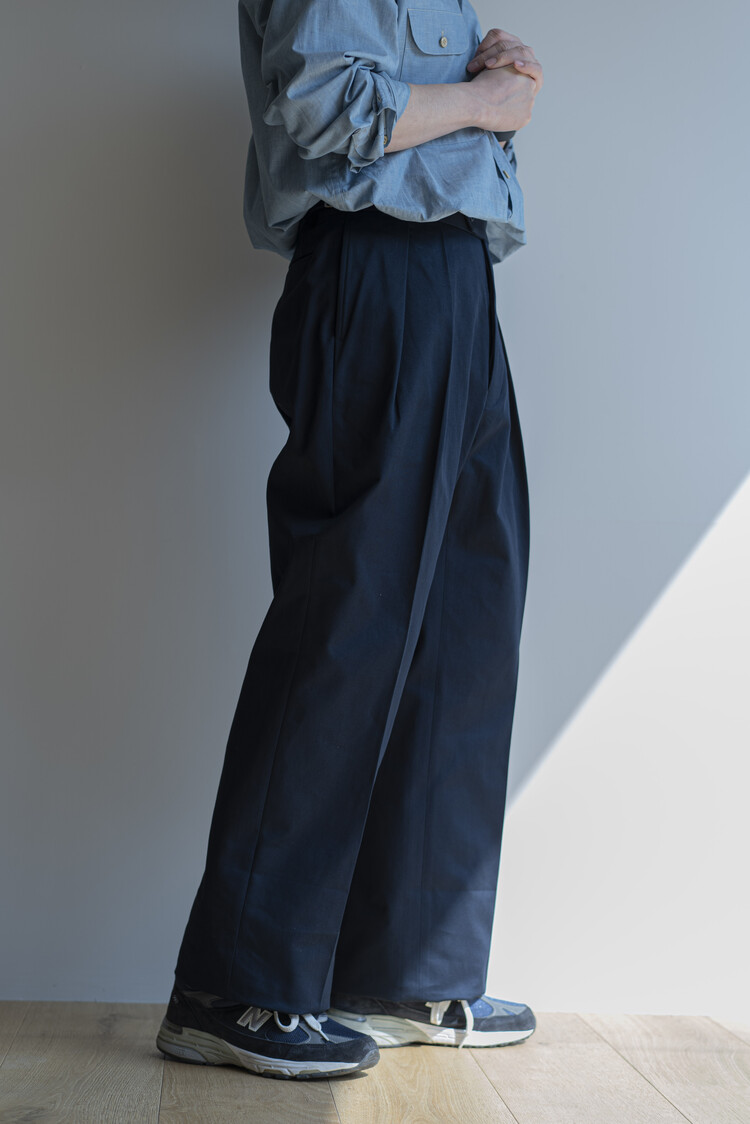 16S Coma Chino Cloth Wide Type II Pants (Navy)