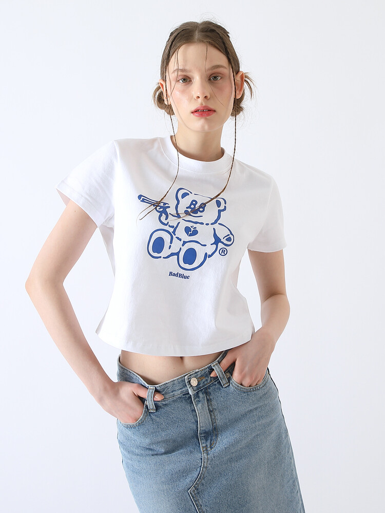 BadBear Crop Tee White