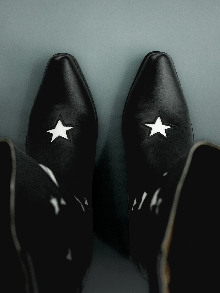 Leather Cowboy Boots Black