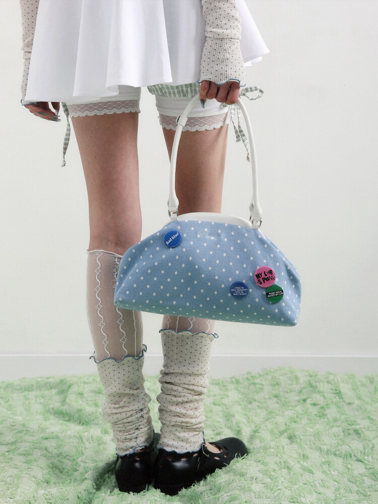 Dot Cozy Dumpling Bag Skyblue