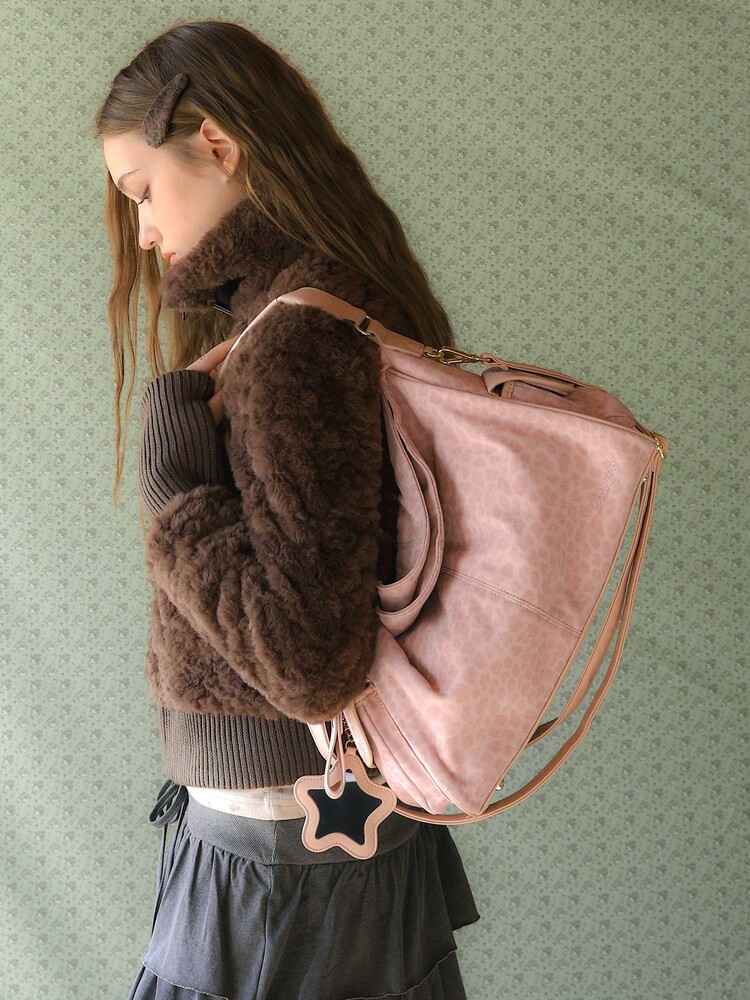 Washed Leopard Pillow Bag Pink